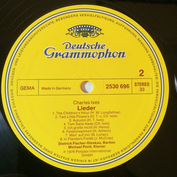 Dietrich Fischer-Dieskau, Michael Ponti - Charles Ives : Songs • Lieder (LP)