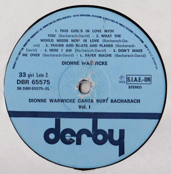 Dionne Warwick : Dionne Warwicke Canta Burt Bacharach Vol. I (LP, Comp)
