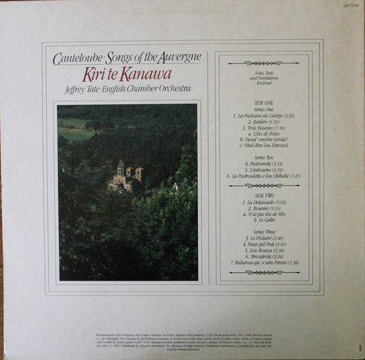 Joseph Canteloube / Kiri Te Kanawa : Songs Of The Auvergne (LP, Album)