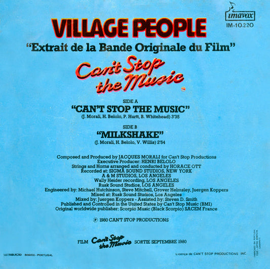 Village People : Can't Stop The Music (7", Single)