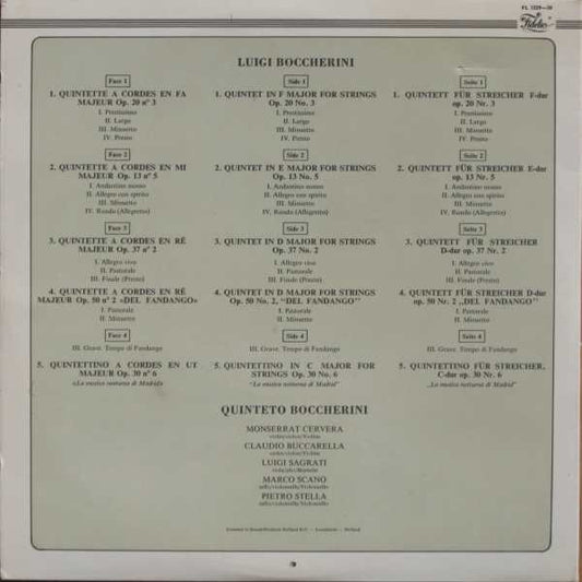 Boccherini*, Quinteto Boccherini* : Four Quintets For Strings - La Musica Notturna Di Madrid (2xLP)