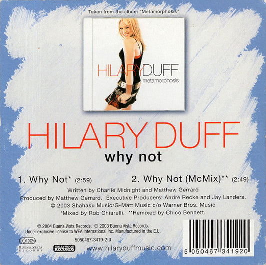 Hilary Duff : Why Not (CD, Single, Car)