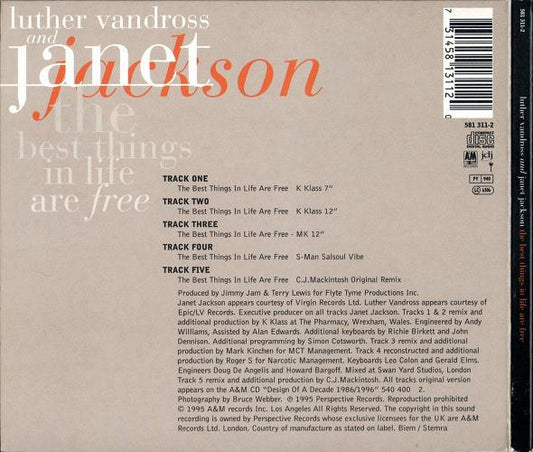 Luther Vandross & Janet Jackson : The Best Things In Life Are Free (CD, Single)
