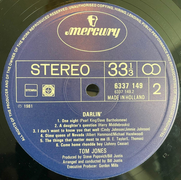 Tom Jones : Darlin' (LP, Album)