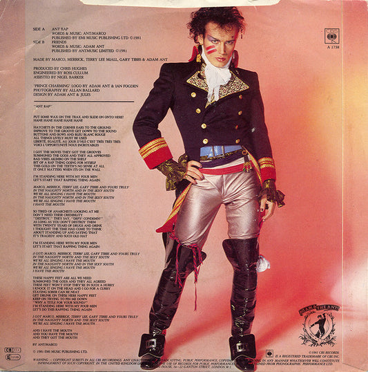 Adam And The Ants : Ant Rap (7", Single, Win)