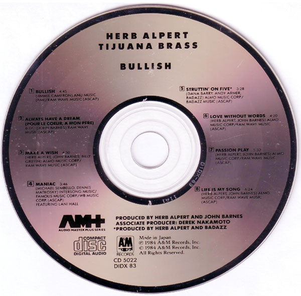 Herb Alpert & The Tijuana Brass : Bullish (CD, Album)