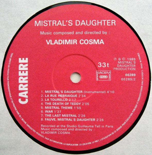 Vladimir Cosma : Mistral's Daughter (LP, Album)