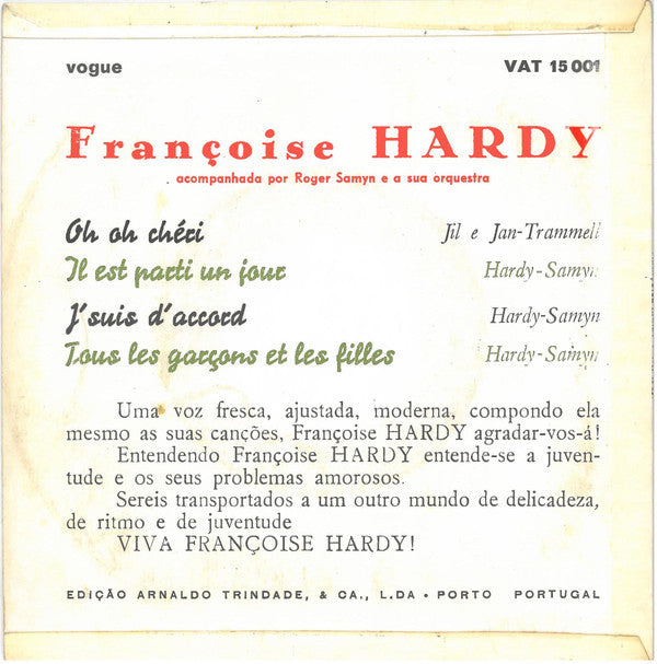 Françoise Hardy : J'Suis D'Accord / Tous Les Garçons Et Les Filles (7", EP)