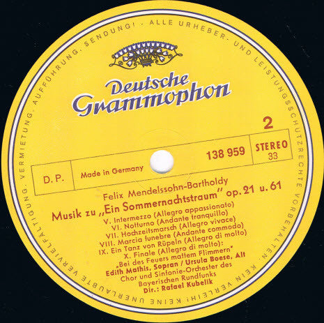 Felix Mendelssohn-Bartholdy - Chor Des Bayerischen Rundfunks und Symphonie-Orchester Des Bayerischen Rundfunks · Rafael Kubelik : Ein Sommernachtstraum (LP, Album)