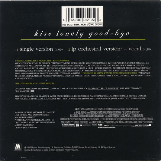 Stevie Wonder : Kiss Lonely Good-Bye (CD, Single)