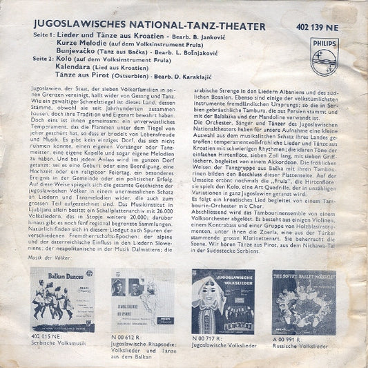 Various : Jugoslawisches National-Tanz-Theater (7", EP)