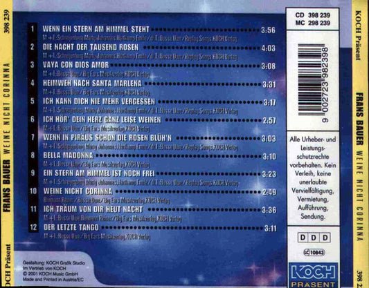 Frans Bauer : Weine Nicht Corinna (CD, Comp)