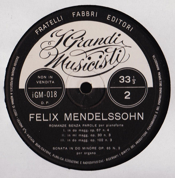 Felix Mendelssohn-Bartholdy : Felix Mendelssohn II (10")