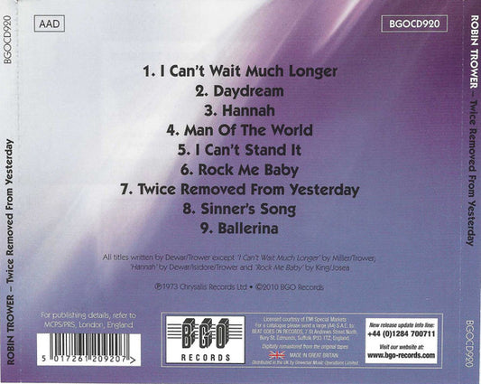 Robin Trower : Twice Removed From Yesterday (CD, Album, RE, RM)