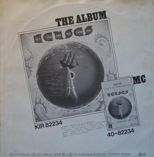 Kansas (2) : Point Of Know Return (7", Single)