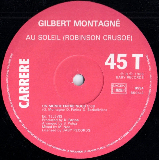Gilbert Montagné : Au Soleil - Robinson Crusoe (12", Maxi)