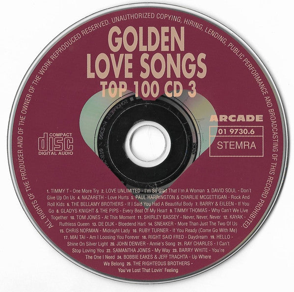 Various : Golden Love Songs Top 100 - Non Stop The Most Beautiful Love Songs (4xCD, Comp)