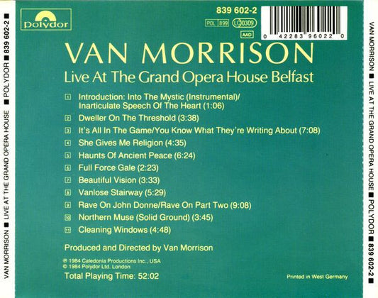 Van Morrison : Live At The Grand Opera House Belfast (CD, Album, RE)