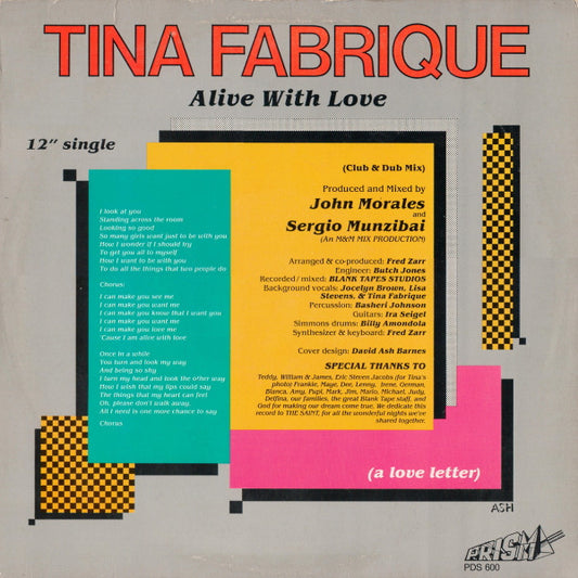 Tina Fabrique : Alive With Love (A Love Letter) (12")