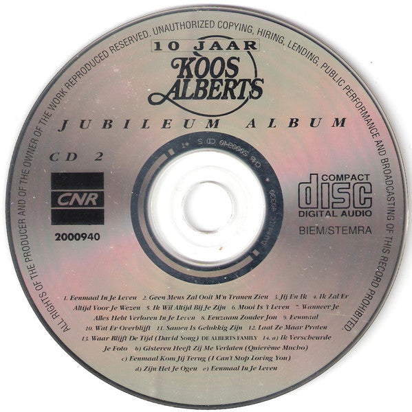 Koos Alberts : 10 Jaar Koos Alberts • Jubileum Album (2xCD, Comp)