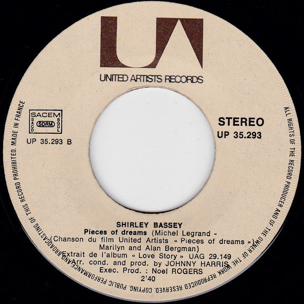 Shirley Bassey : Chanson Du Film "Les Diamants Sont Eternels" (Diamonds Are Forever) (7", Single)