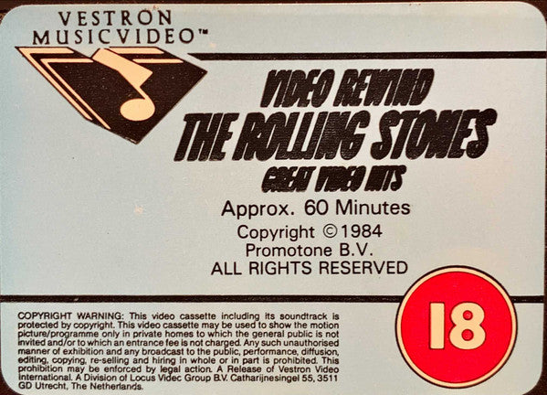 The Rolling Stones : Video Rewind - Great Video Hits (VHS, PAL)