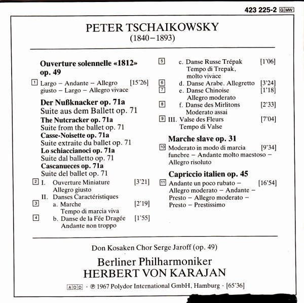 Pyotr Ilyich Tchaikovsky : Herbert von Karajan, Berliner Philharmoniker : Ouverture Solennelle »1812« · Nußknacker-Suite · Slawischer Marsch · Capriccio Italien (CD, Comp, RM)