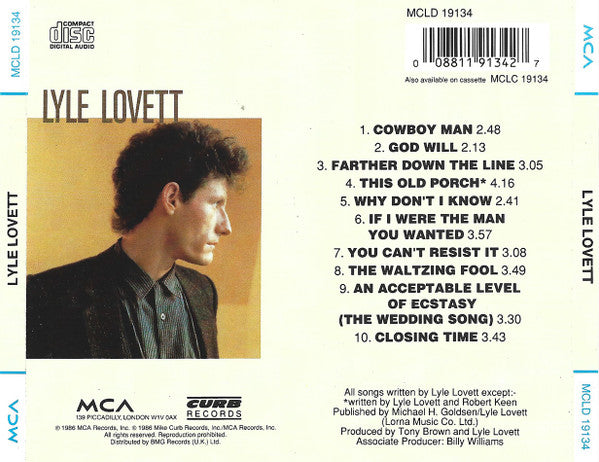 Lyle Lovett : Lyle Lovett (CD, Album, RE)
