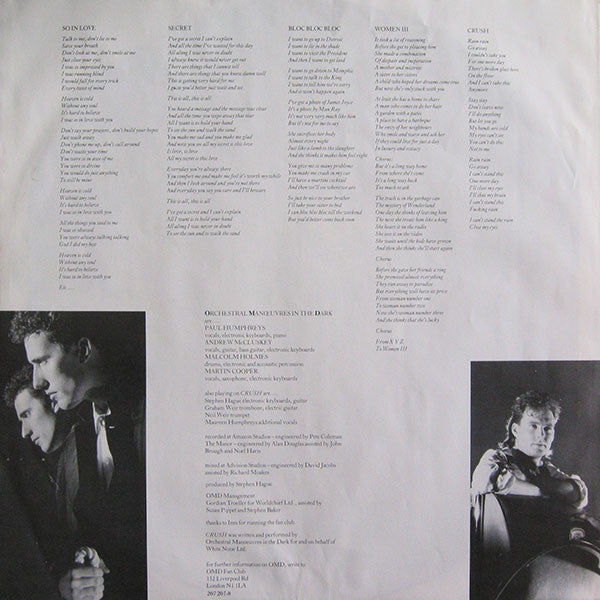 Orchestral Manoeuvres In The Dark : Crush (LP, Album)