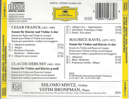César Franck • Claude Debussy • Maurice Ravel, Shlomo Mintz • Yefim Bronfman : Violin Sonatas = Violinsonaten (CD, Album)