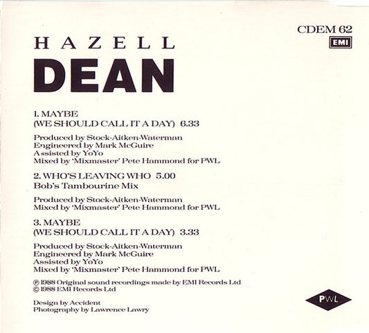 Hazell Dean : Maybe (We Should Call It A Day) (CD, Single)