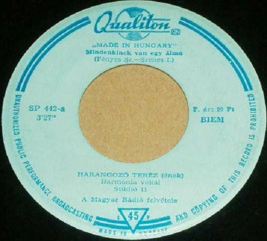Harangozó Teréz : Mindenkinek Van Egy Álma (7", Single, Mono)