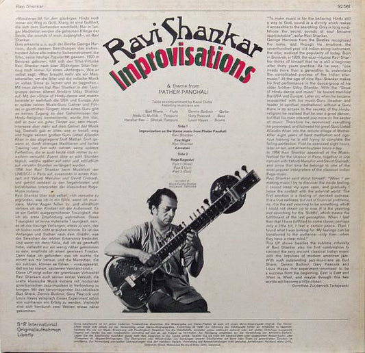 Ravi Shankar : Improvisations & Theme From Pather Panchali (LP)