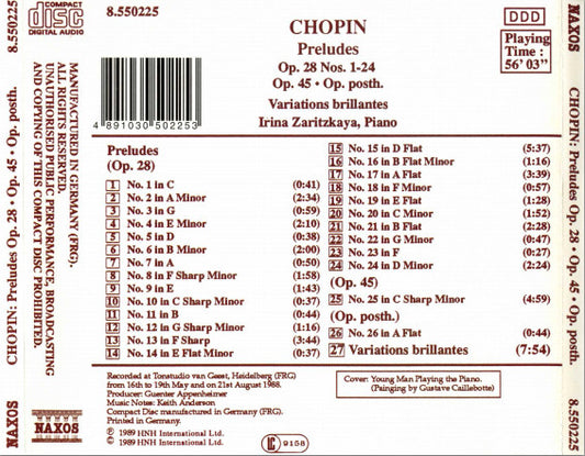 Frédéric Chopin, Irina Zaritzkaya : Preludes / Variations Brilliantes (CD)