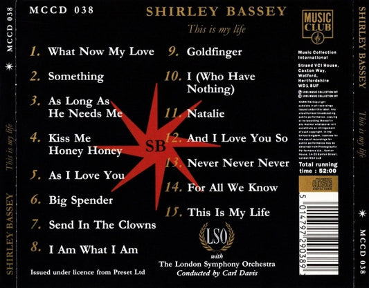 Shirley Bassey With London Symphony Orchestra Conducted By Carl Davis (5) : This Is My Life (CD, Comp)
