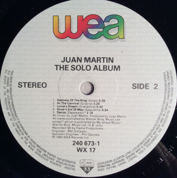 Juan Martin : The Solo Album (LP, Album)