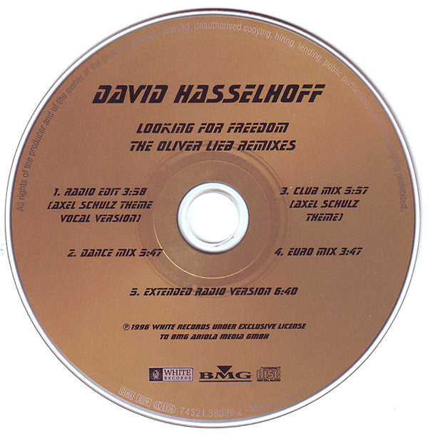 David Hasselhoff : Looking For Freedom (The Oliver Lieb Remixes) (CD, Maxi)