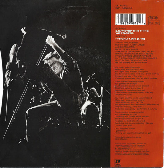 Bryan Adams : Can't Stop This Thing We Started (7")