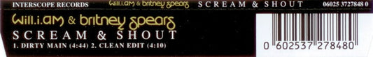 Will I Am & Britney Spears : Scream & Shout (CD, Single)