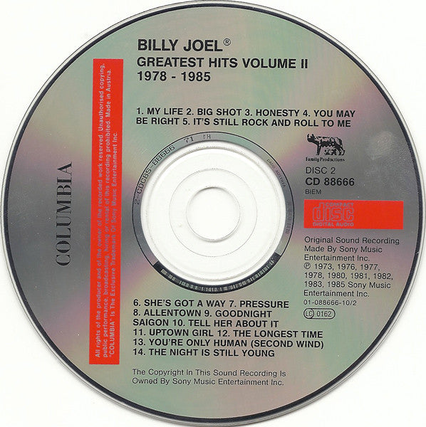 Billy Joel : Greatest Hits Volume I & Volume II (2xCD, Comp, RE)