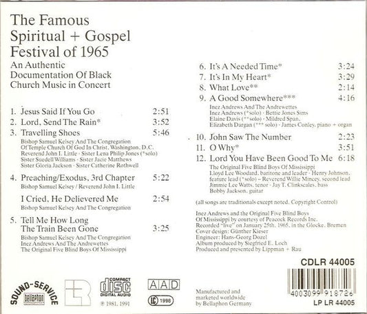Various : The Famous Spiritual + Gospel Festival 1965 (CD, Album, RE)