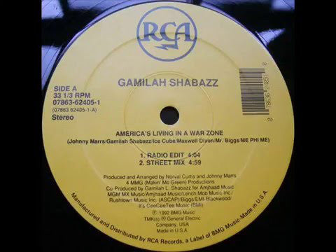 Gamilah Shabazz : America's Living In A War Zone (12")