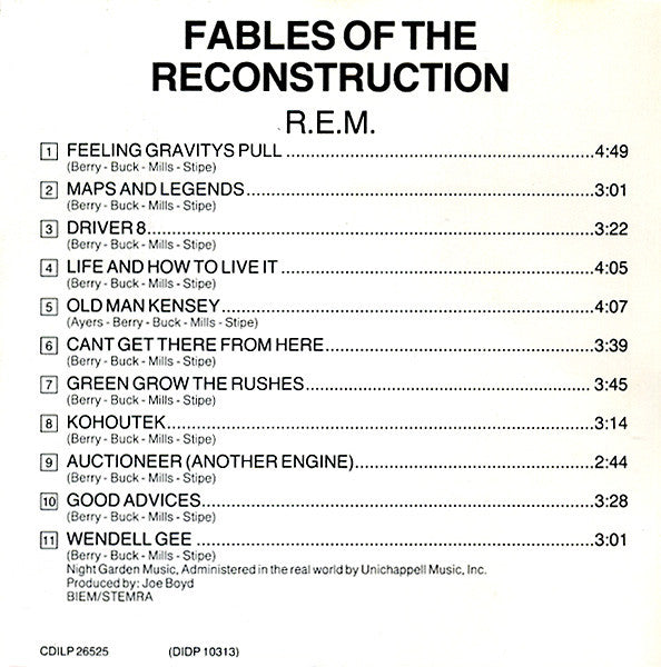 R.E.M. : Fables Of The Reconstruction (CD, Album, RE)