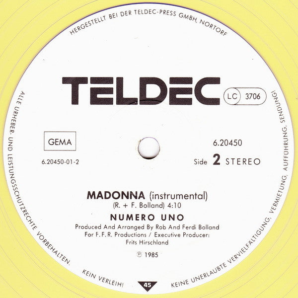 Numero Uno : Madonna (12", Maxi, Yel)