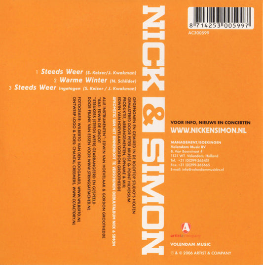 Nick & Simon : Steeds Weer (CD, Single)