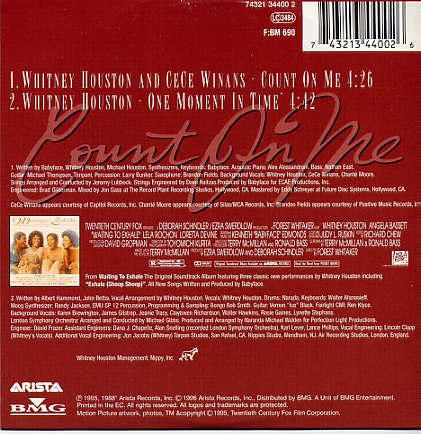 Whitney Houston And CeCe Winans : Count On Me (CD, Single)