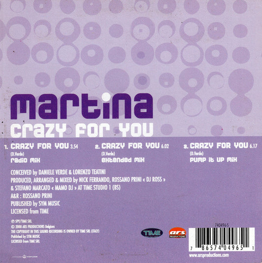 Martina (2) : Crazy For You (CD, Single)