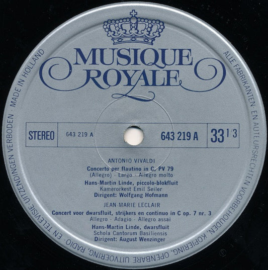 Antonio Vivaldi, Jean-Marie Leclair, Giovanni Battista Pergolesi, Michel Blavet : Fluitconcerten (LP, Comp)