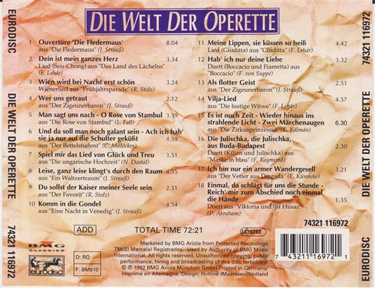 Various : Die Welt Der Operette (CD, Comp, Smplr)
