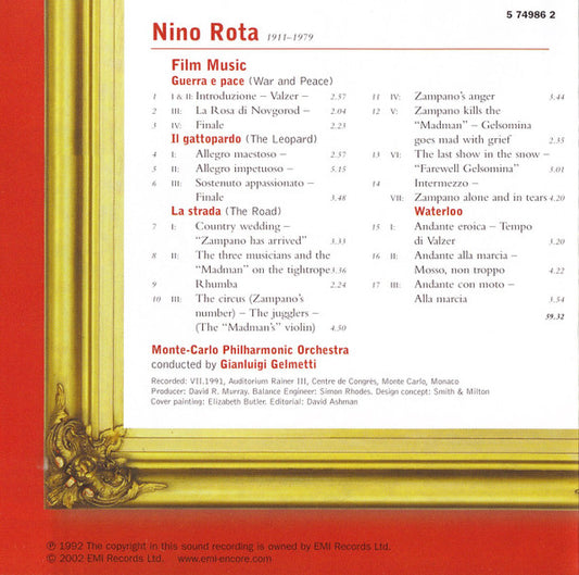 Nino Rota, Orchestre Philharmonique De Monte-Carlo, Gianluigi Gelmetti : Film Music (CD, Comp)